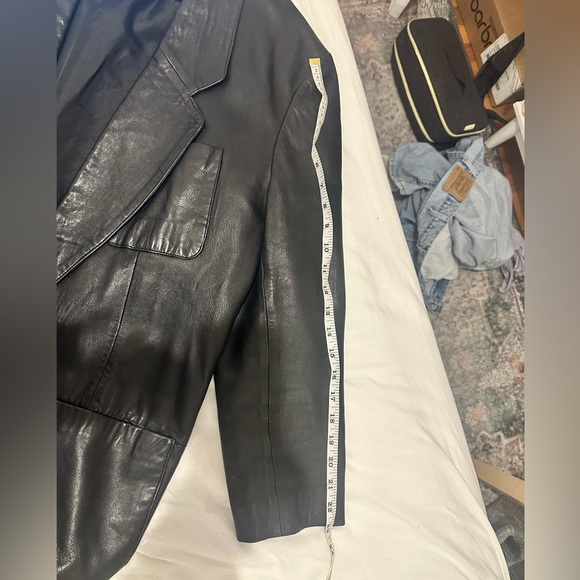100% black leather oversized blazer jacket — vintage - Picture 11 of 11